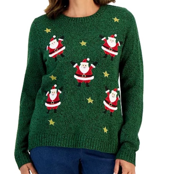 Karen Scott Sweaters - Like New Karen Scott Santas Sweater Green Size M